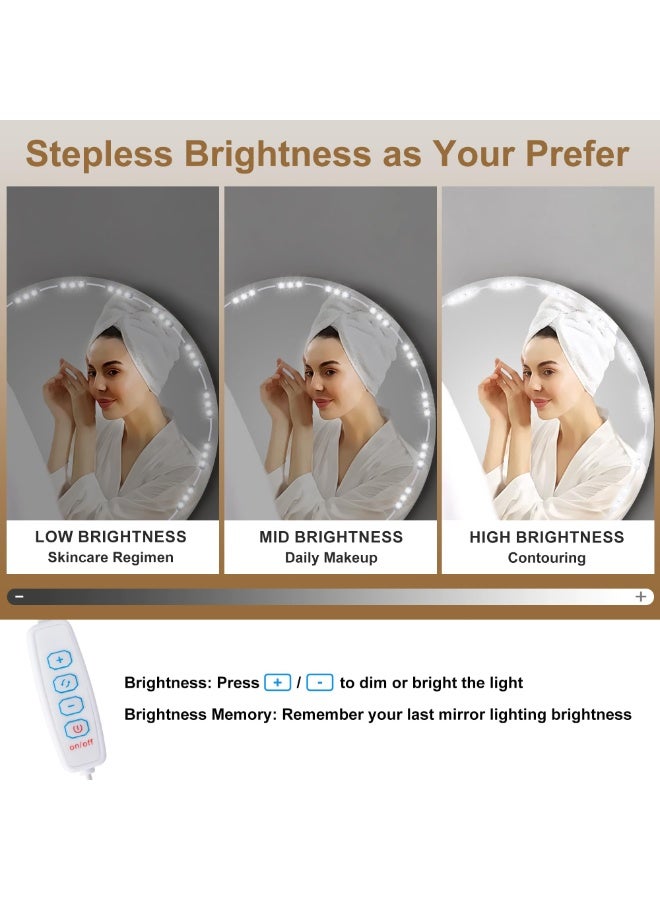 LED Vanity Mirror Lights, 3 Color 20pcs*3LEDS 12V Hollywood Style Makeup Lights Stick on, Bright Dimmable with Power Adapter (Mirror Not Included) - Image 4